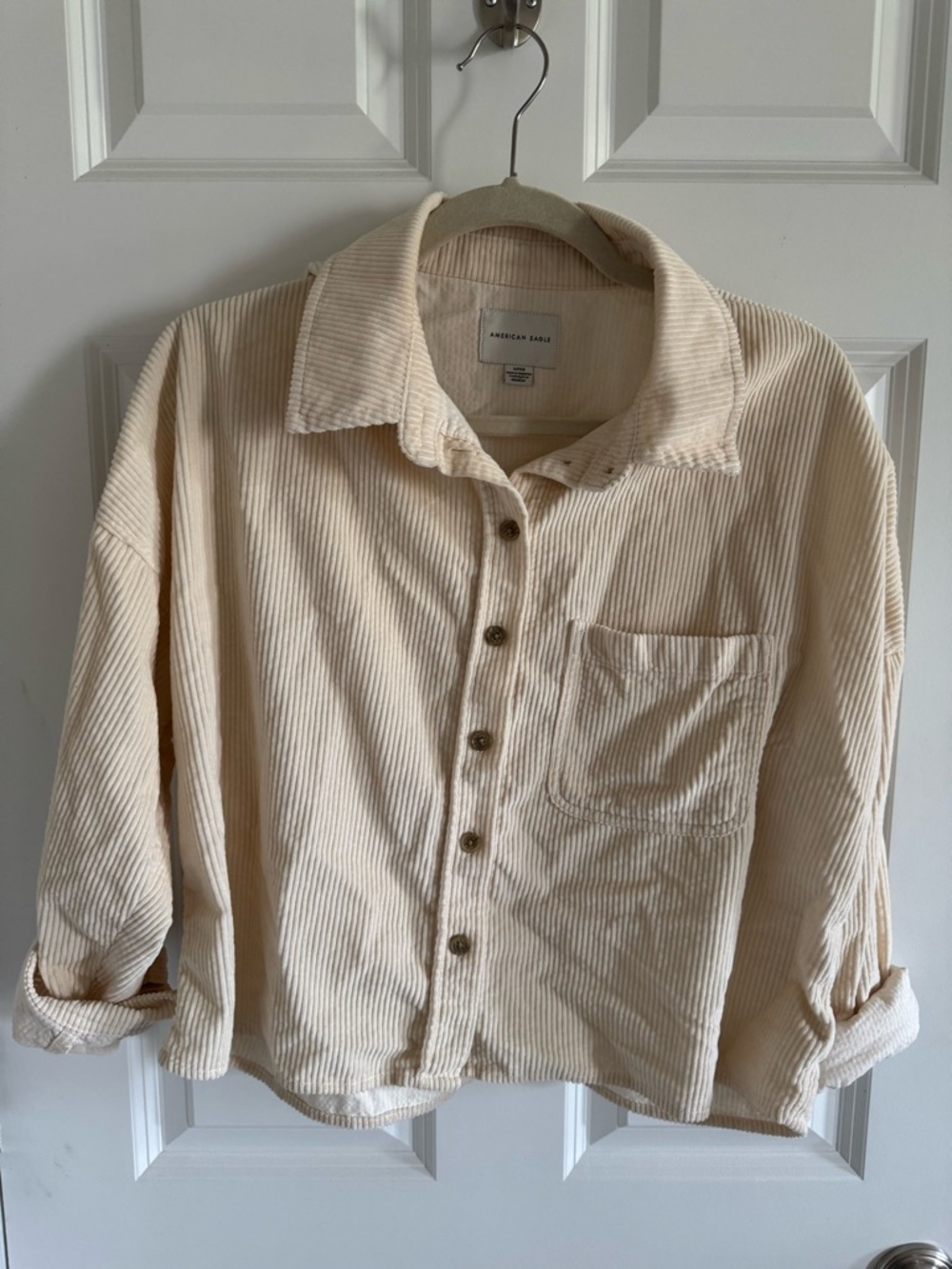 American Eagle Outfitters Beige/Cream Corduroy Button-Down Shirt
